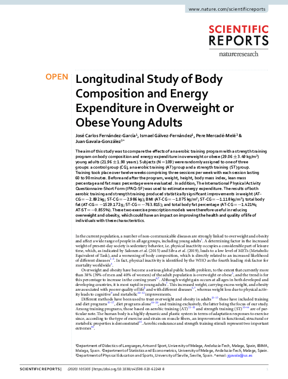 (PDF) Longitudinal Study of Body Composition and Energy Expenditure in ...