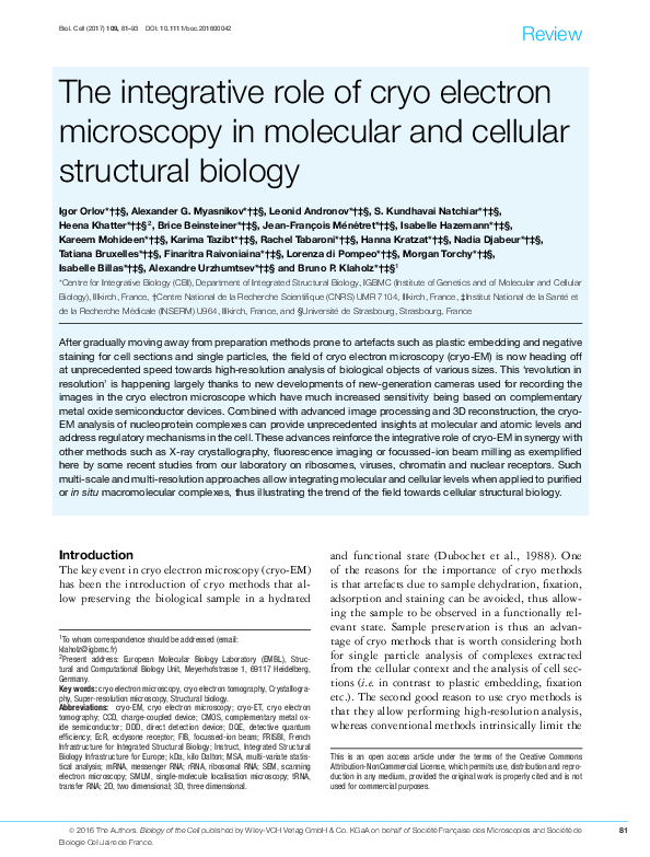 (PDF) The integrative role of cryo electron microscopy in molecular and ...
