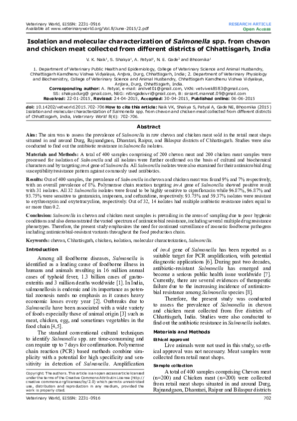 (PDF) Isolation and molecular characterization of Salmonella enterica ...