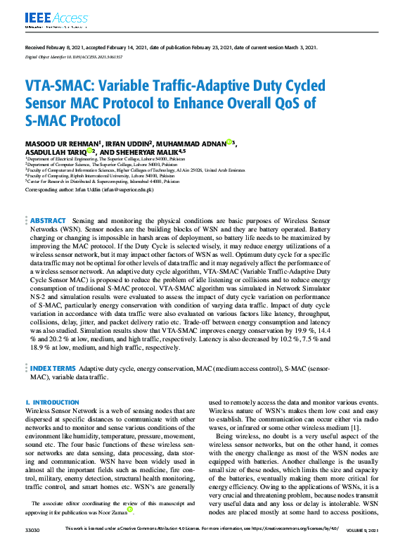 (PDF) VTA-SMAC: Variable Traffic-Adaptive Duty Cycled Sensor MAC ...