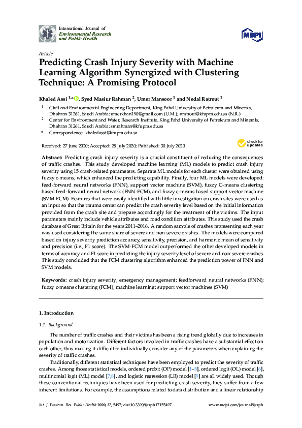 (PDF) Predicting Crash Injury Severity with Machine Learning Algorithm ...