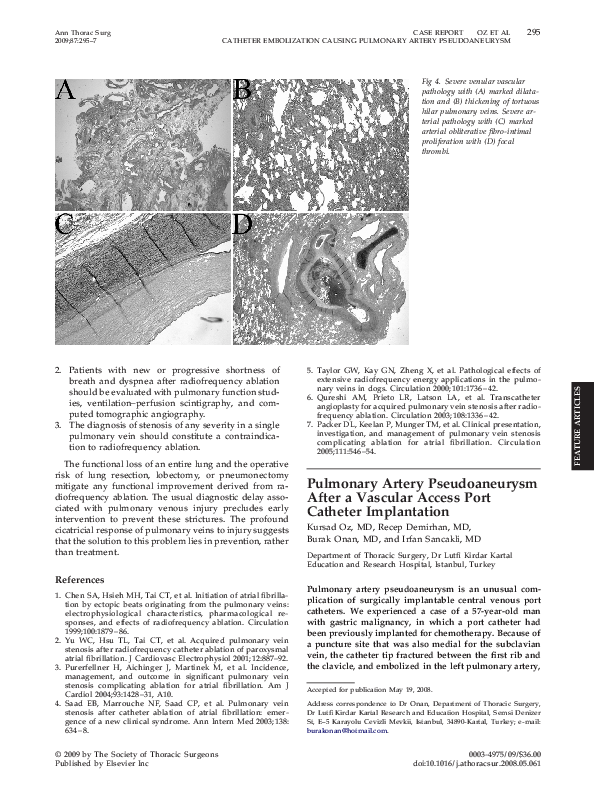 (PDF) Pulmonary Artery Pseudoaneurysm After a Vascular Access Port ...