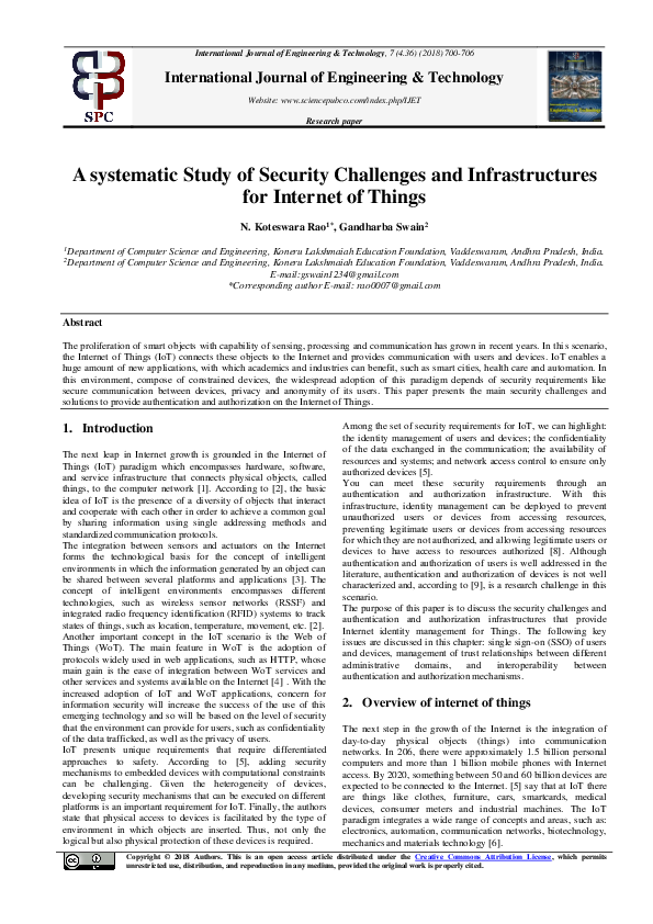 (PDF) A systematic Study of Security Challenges and Infrastructures for ...