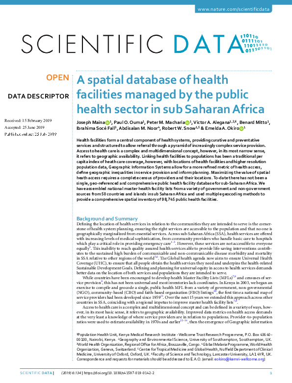 (PDF) A spatial database of health facilities managed by the public ...