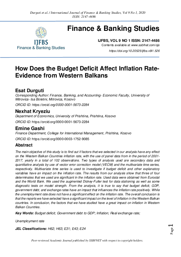 (PDF) How Does the Budget Deficit Affect Inflation Rate – Evidence from ...
