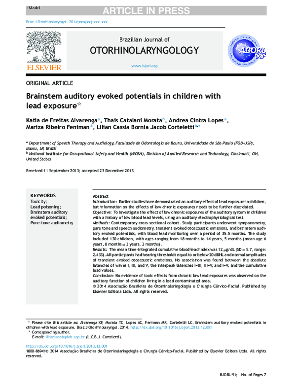 (PDF) Brain-stem auditory evoked potentials in children with perinatal ...