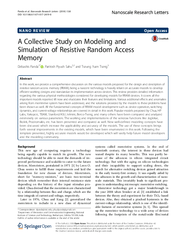 (PDF) A Collective Study on Modeling and Simulation of Resistive Random ...