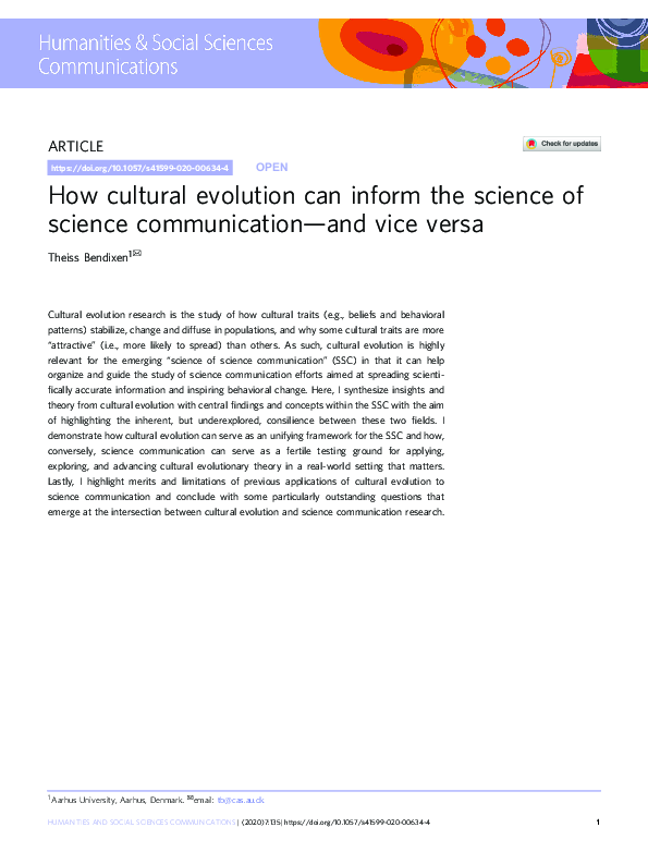 (PDF) How cultural evolution can inform the science of science ...