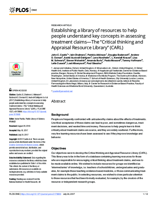 (PDF) Establishing a library of resources to help people understand key ...