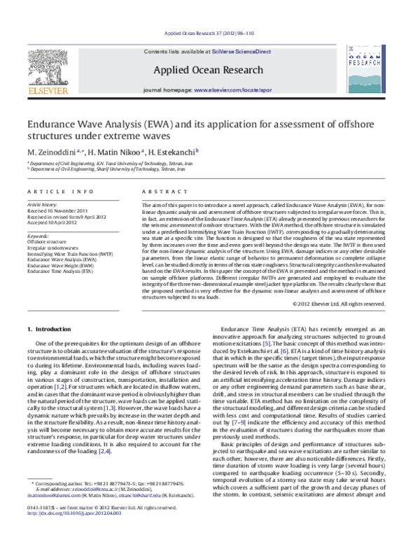 (PDF) Endurance Wave Analysis (EWA) and its application for assessment ...