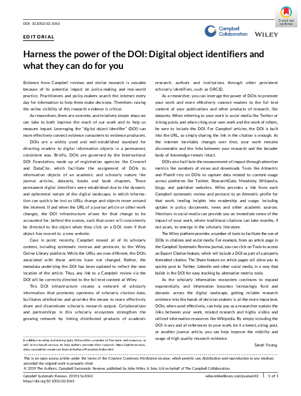 (PDF) Harness the power of the DOI: Digital object identifiers and what ...