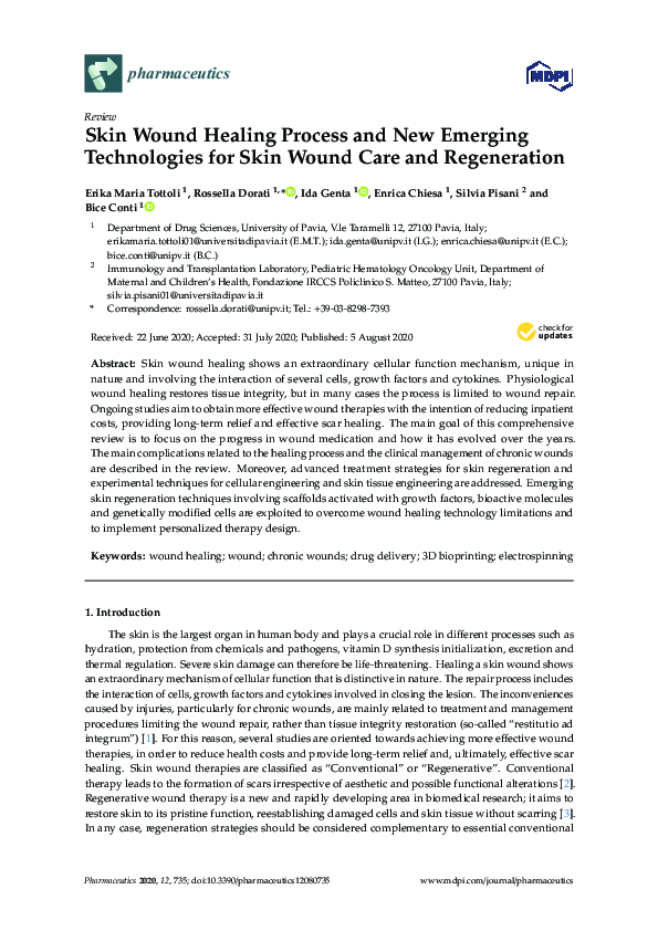 (PDF) Skin Wound Healing Process and New Emerging Technologies for Skin ...