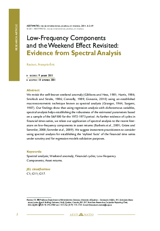 (PDF) Low-frequency components and the weekend effect revisited ...