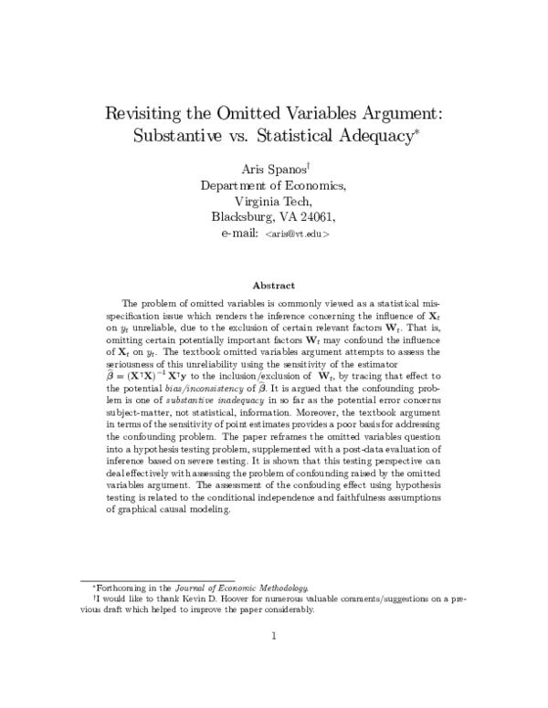 (PDF) Revisiting the omitted variables argument: Substantive vs ...