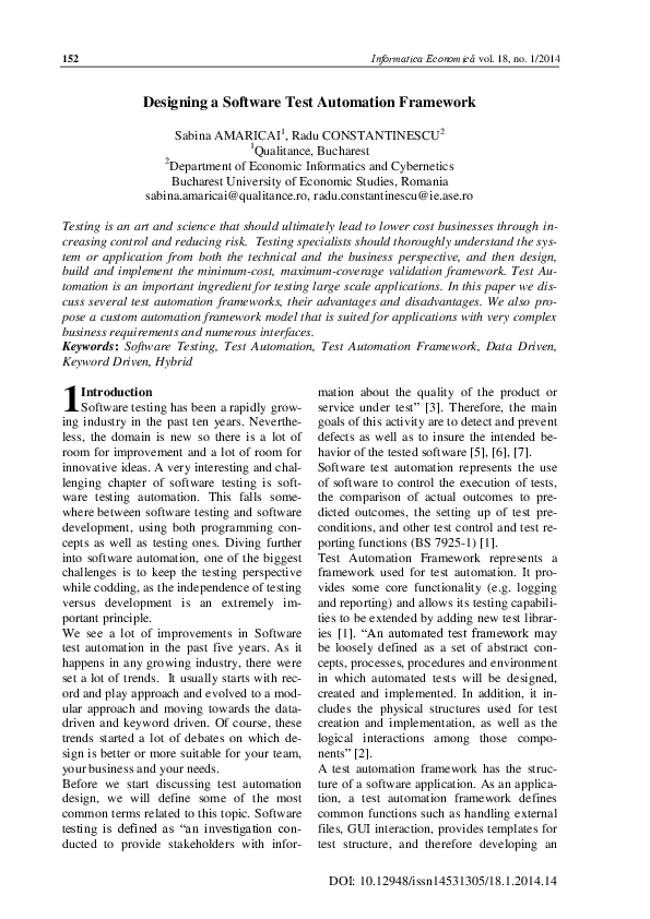 (PDF) Designing a Software Test Automation Framework