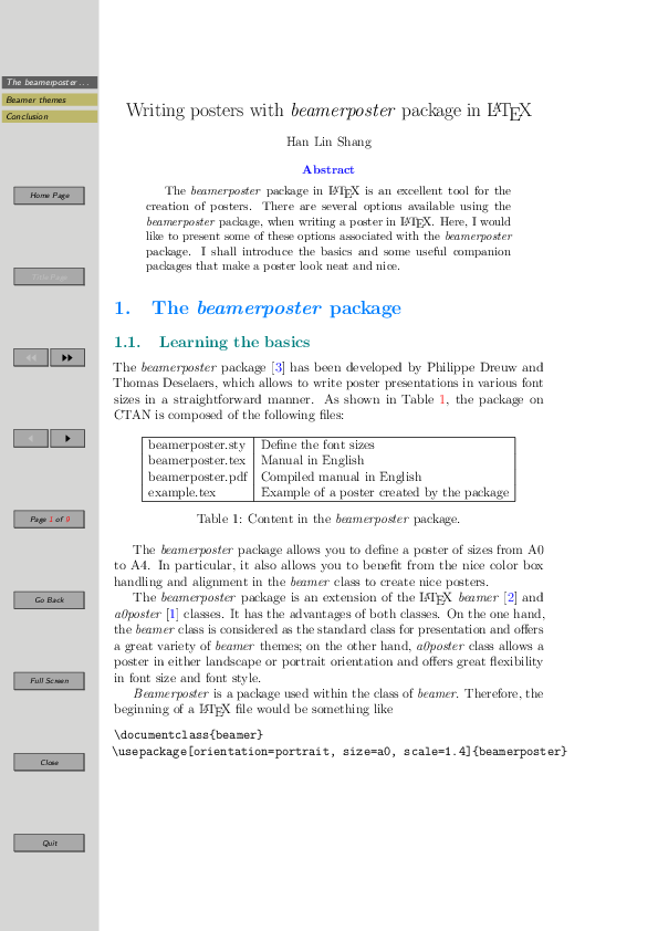 (PDF) Writing posters with beamerposter package in LATEX