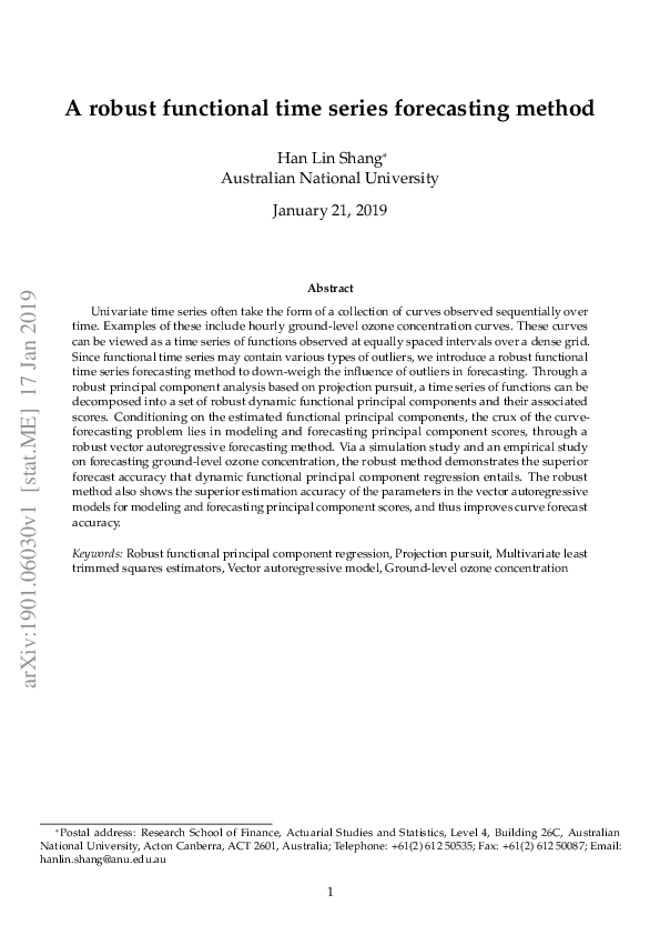 (PDF) A robust functional time series forecasting method