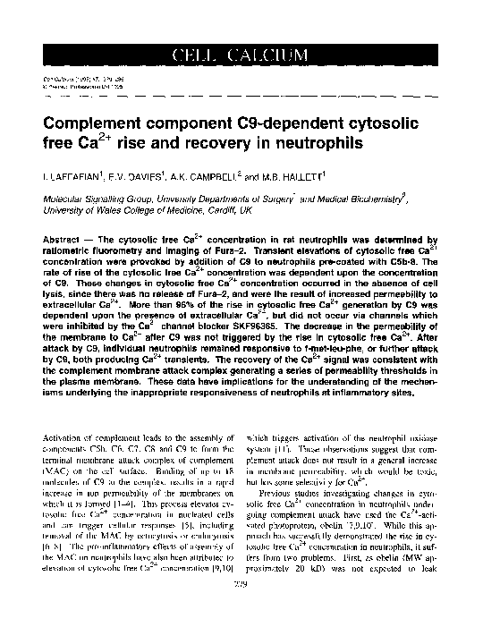 (PDF) Complement component C9-dependent cytosolic free Ca2+ rise and ...