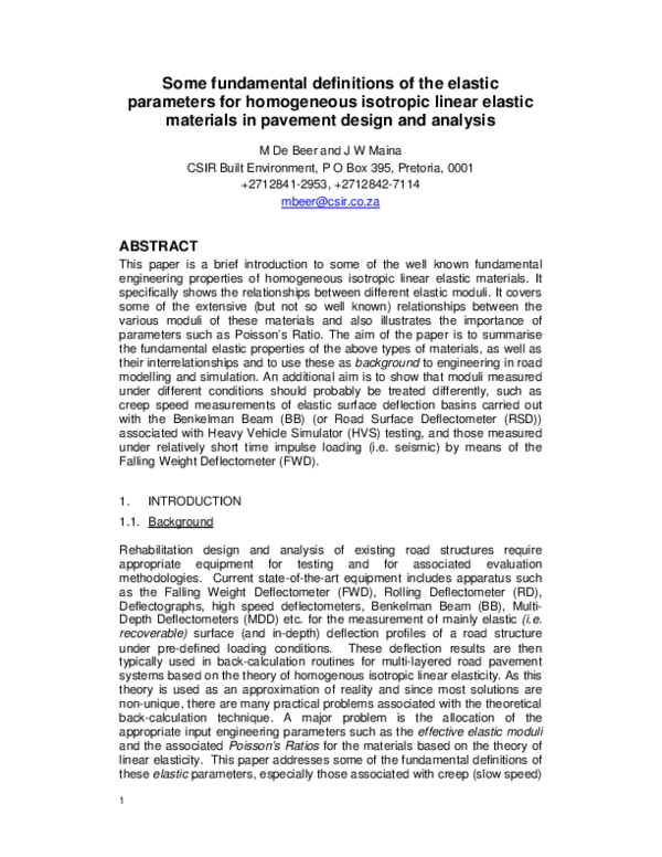 (PDF) Some fundamental definitions of the elastic parameters for ...