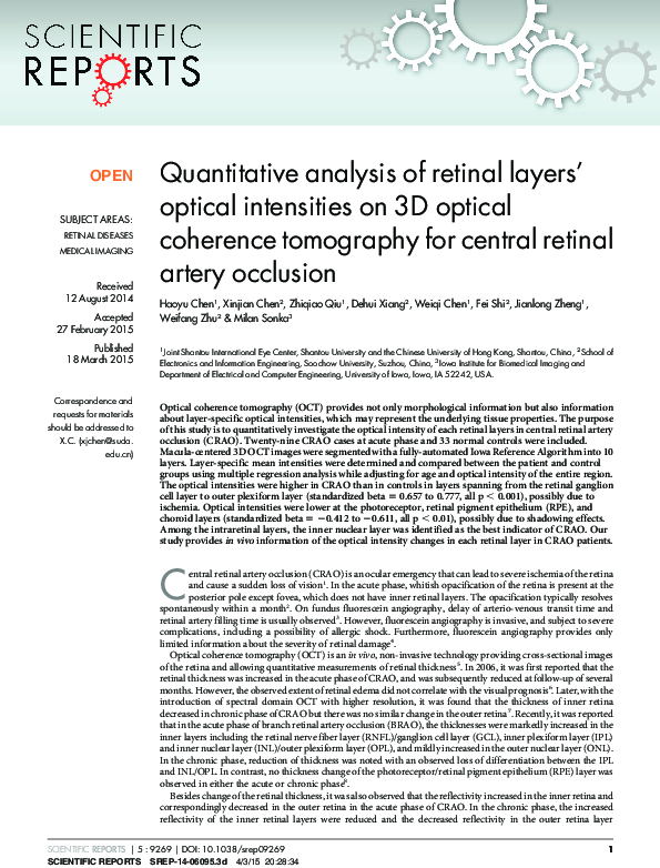 (PDF) Quantitative analysis of retinal layers' optical intensities on ...