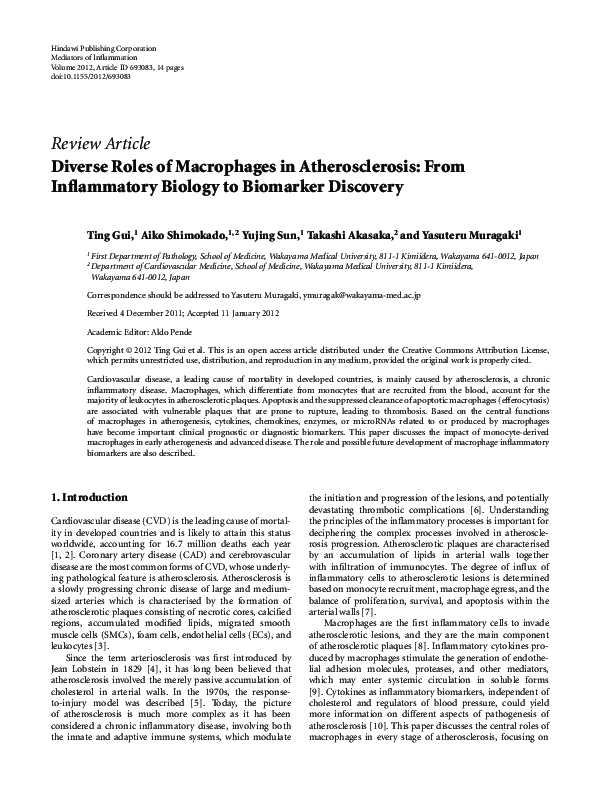 (PDF) Diverse Roles of Macrophages in Atherosclerosis: From ...