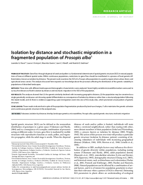 (PDF) Isolation by distance and stochastic migration in a fragmented ...
