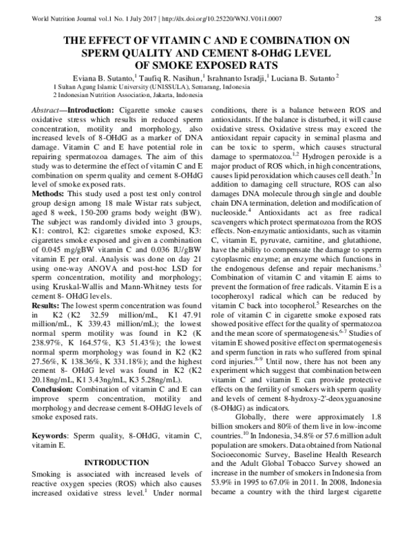 (PDF) The effect of vitamin C and E combination on sperm quality and ...