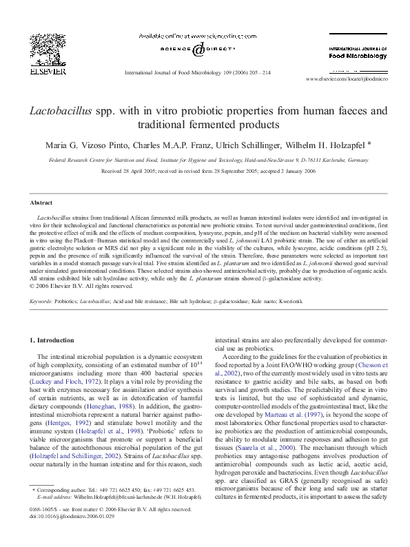 (PDF) Lactobacillus spp. with in vitro probiotic properties from human ...