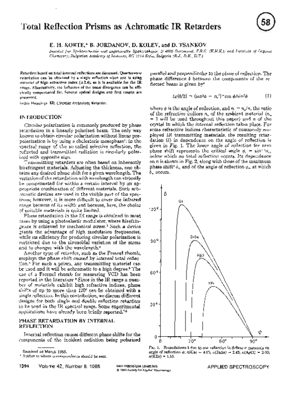 (PDF) Total reflection prisms as achromatic IR retarders