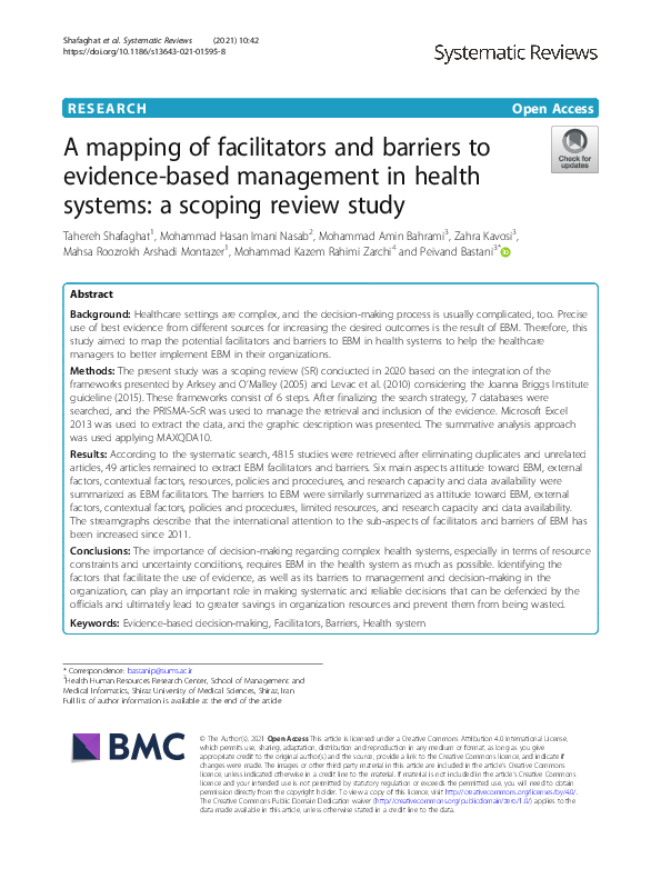 (PDF) A mapping of facilitators and barriers to evidence-based ...