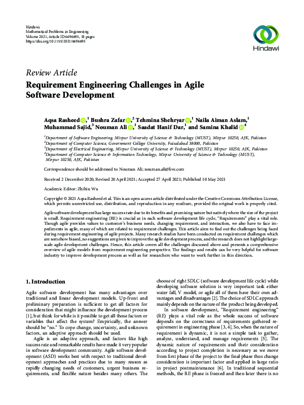 (PDF) Requirement Engineering Challenges in Agile Software Development