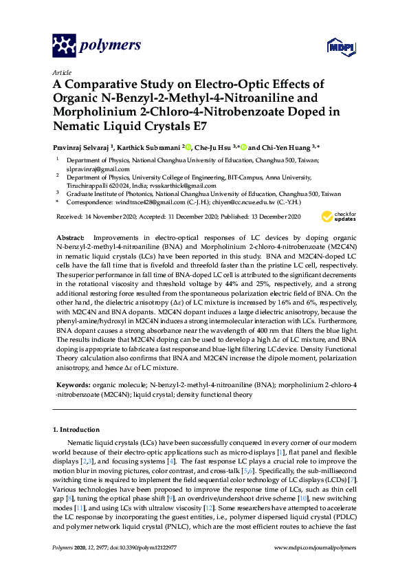 (PDF) A Comparative Study on Electro-Optic Effects of Organic N-Benzyl ...