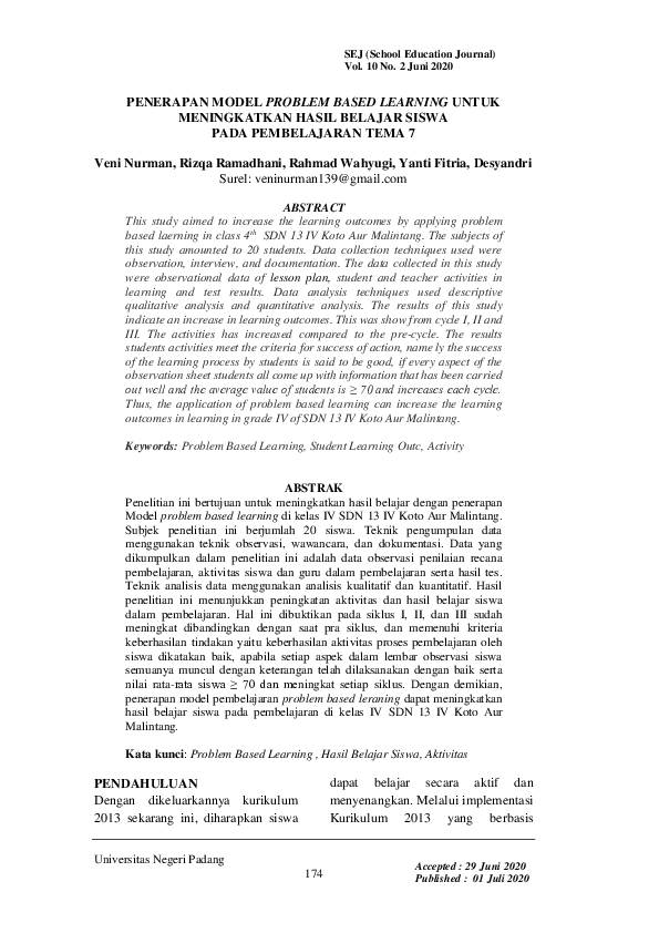 (PDF) Penerapan Model Problem Based Learning Untuk Meningkatkan Hasil ...