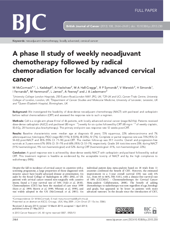 (PDF) A phase II study of weekly neoadjuvant chemotherapy followed by ...