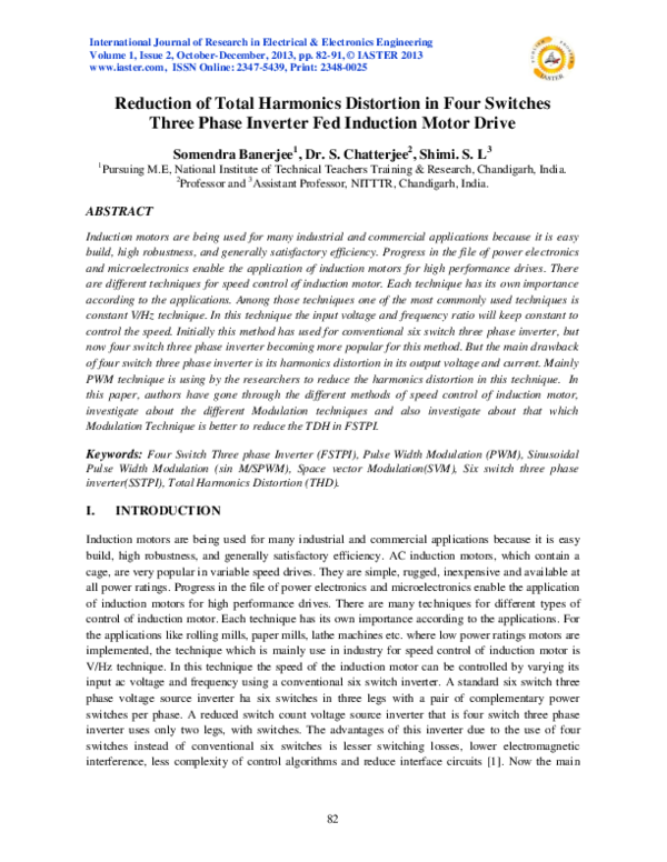 (PDF) Reduction of Total Harmonics Distortion in Four Switches Three ...