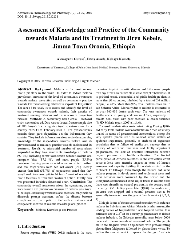(PDF) Assessment of Knowledge and Practice of the Community towards ...