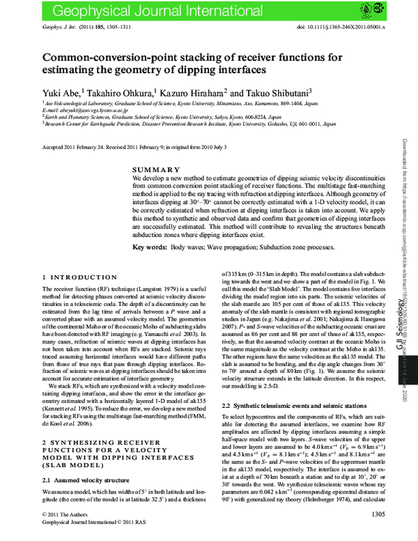 (PDF) Common‐conversion‐point stacking of receiver functions for ...