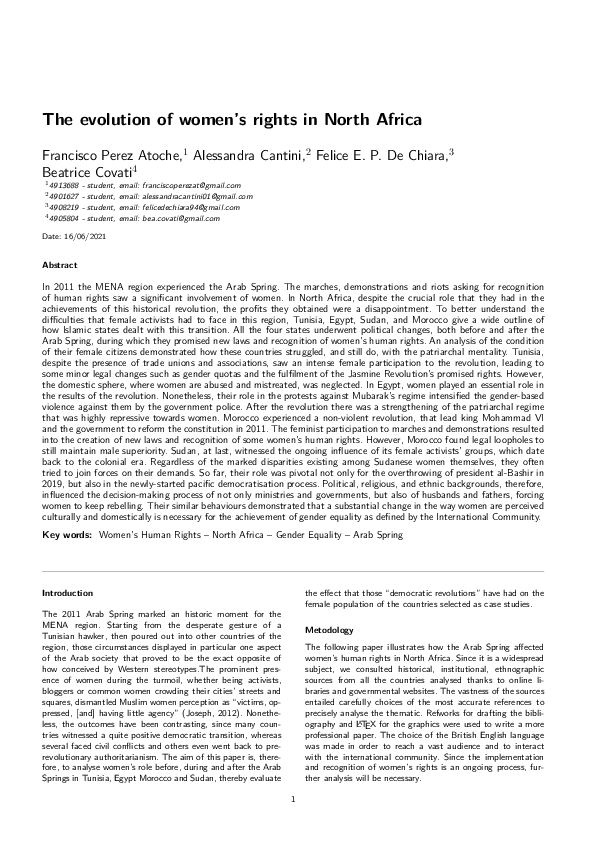 (PDF) The evolution of women's rights in North Africa