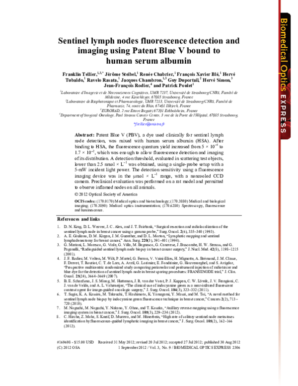 (PDF) Sentinel lymph nodes fluorescence detection and imaging using ...
