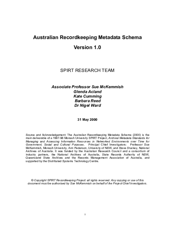 (PDF) Australian Recordkeeping Metadata Schema Version 1.0 Barbara