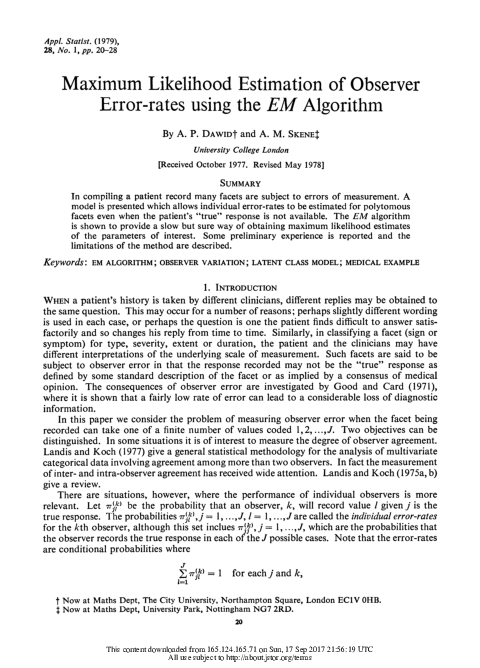 (PDF) Maximum Likelihood Estimation of Observer Error-Rates Using the ...