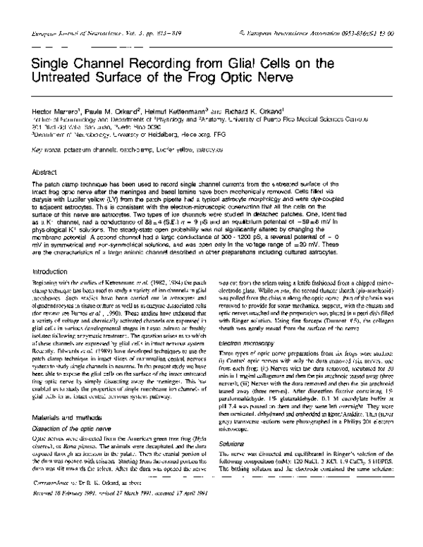 (PDF) Single Channel Recording from Glial Cells on the Untreated ...
