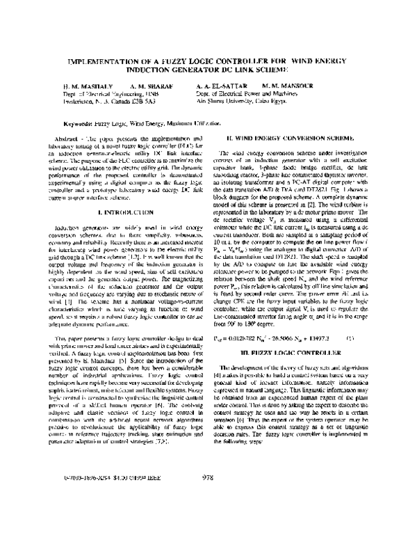 (PDF) Implementation of a fuzzy logic controller for wind energy ...