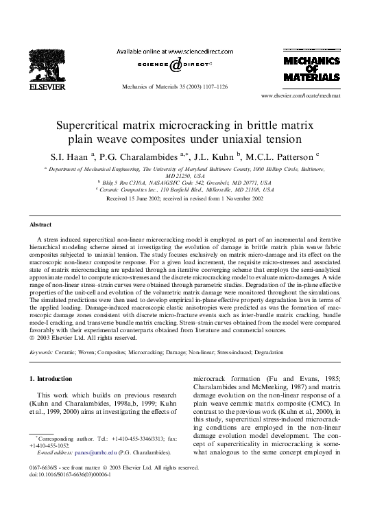 (PDF) Supercritical matrix microcracking in brittle matrix plain weave ...