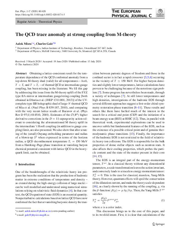 (PDF) The QCD trace anomaly at strong coupling from M-theory
