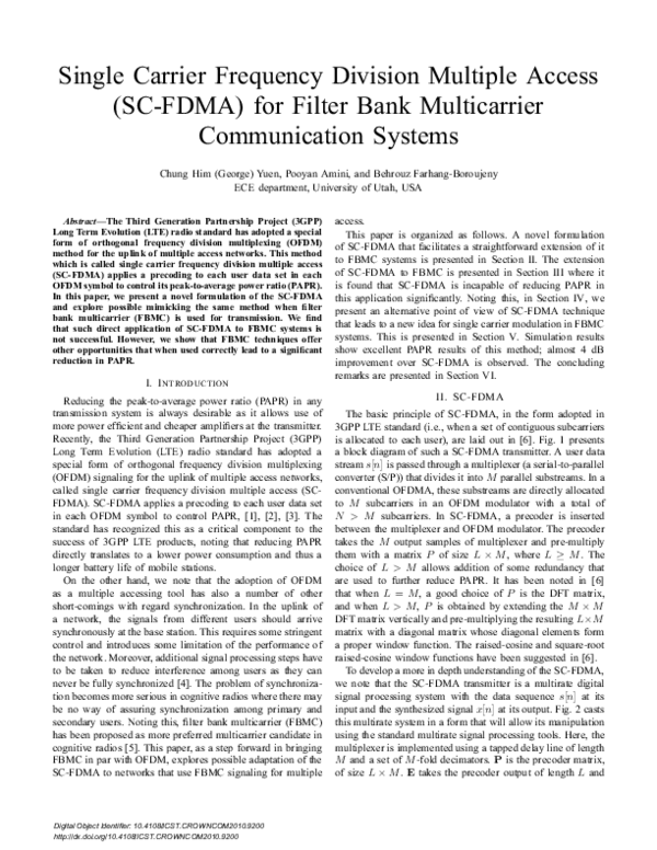 (PDF) Single carrier frequency division multiple access (SC-FDMA) for ...