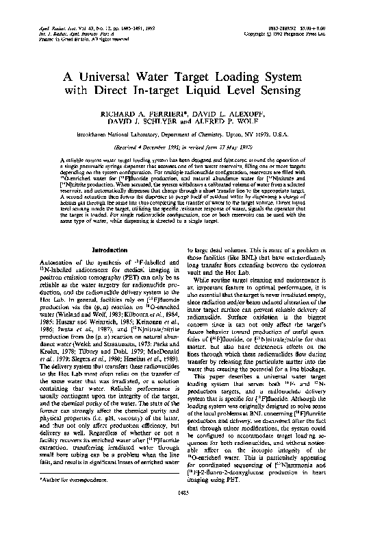 (PDF) A universal water target loading system with direct in-target ...