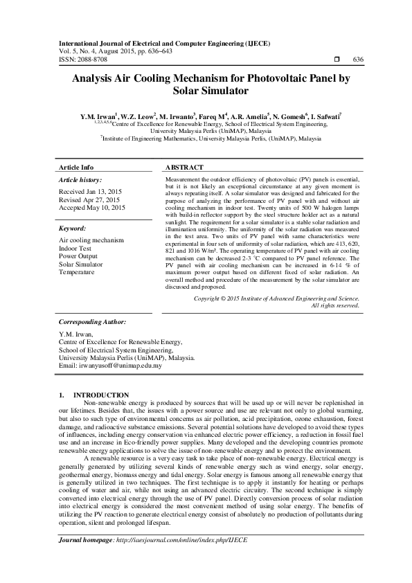 (PDF) Analysis Air Cooling Mechanism for Photovoltaic Panel by Solar ...