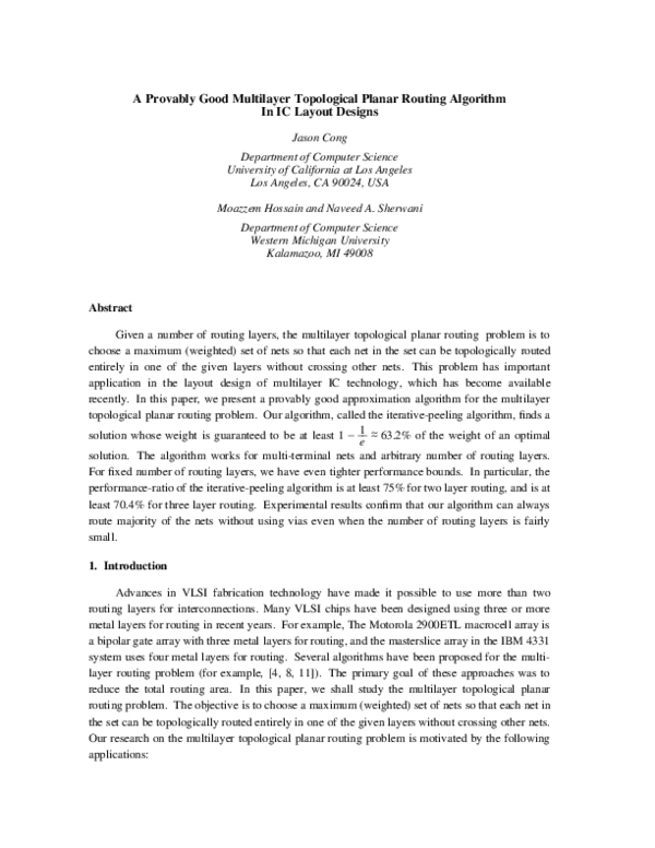 (PDF) A provably good multilayer topological planar routing algorithm ...