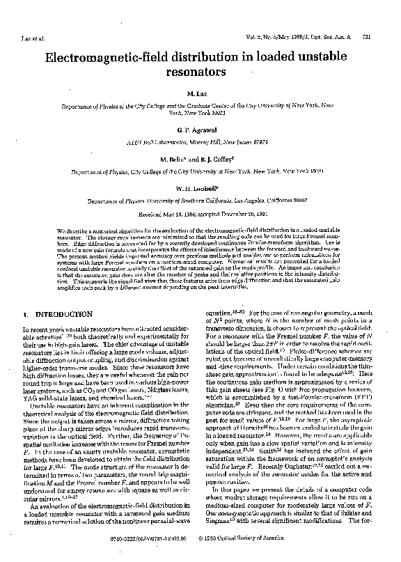 (PDF) distribution in loaded unstable resonators Brian Coffey Academia.edu